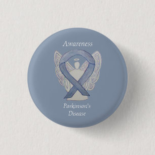 Medvetenhet om Parkinsons sjukdom Ribbon Angel Art Knapp