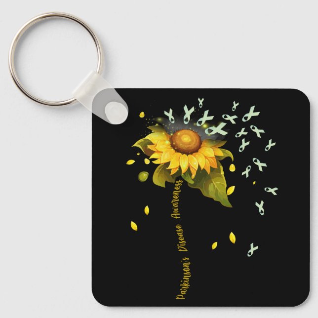 Medvetenhet om Parkinsons sjukdom Solros Ribbon Su Nyckelring (Framsida)