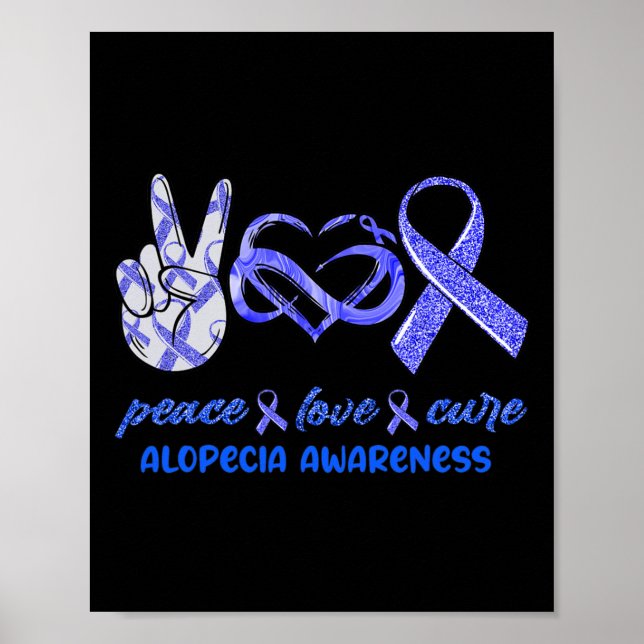 Medvetenhet om Peace Kärlek Cure Alopecia Poster (Framsidan)