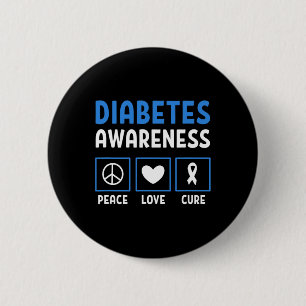 Medvetenhet om Peace Kärlek Cure Diabetes 3 Knapp