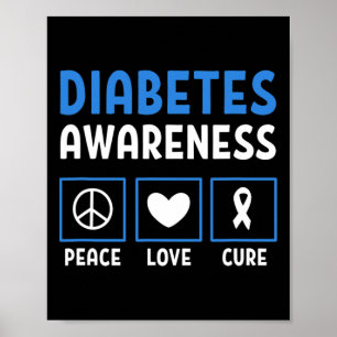 Medvetenhet om Peace Kärlek Cure Diabetes 3 Poster