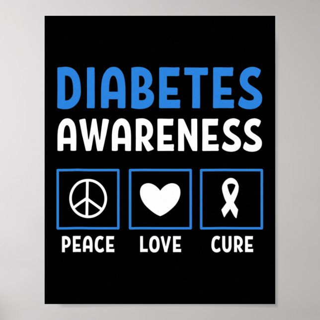 Medvetenhet om Peace Kärlek Cure Diabetes 3 Poster (Framsidan)