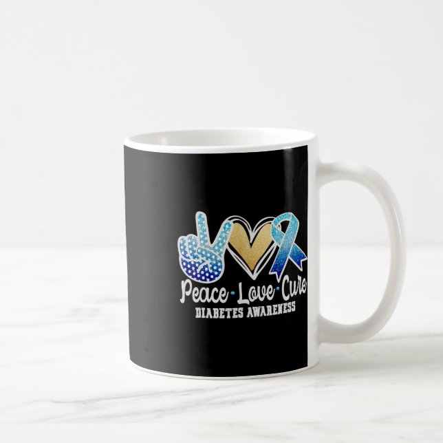 Medvetenhet om Peace Kärlek Cure Diabetes Kaffemugg (Höger)