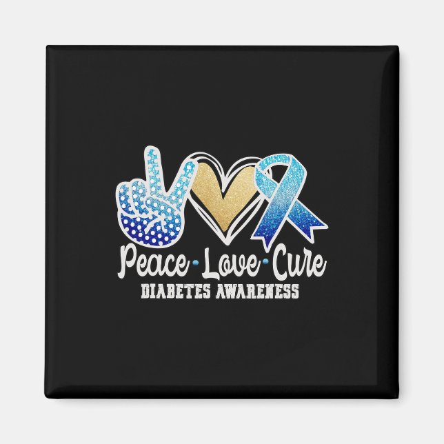 Medvetenhet om Peace Kärlek Cure Diabetes Magnet (Framsidan)