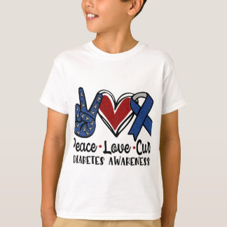Medvetenhet om Peace Kärlek Cure Diabetes T Shirt