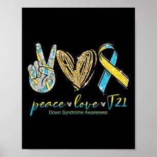 Medvetenhet om Peace Kärlek Cure Down-syndrom Poster