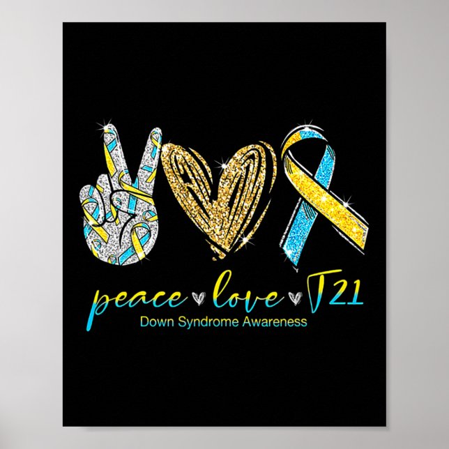 Medvetenhet om Peace Kärlek Cure Down-syndrom Poster (Framsidan)