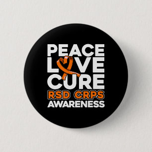 Medvetenhet om Peace Kärlek Cure RSd Crps Knapp