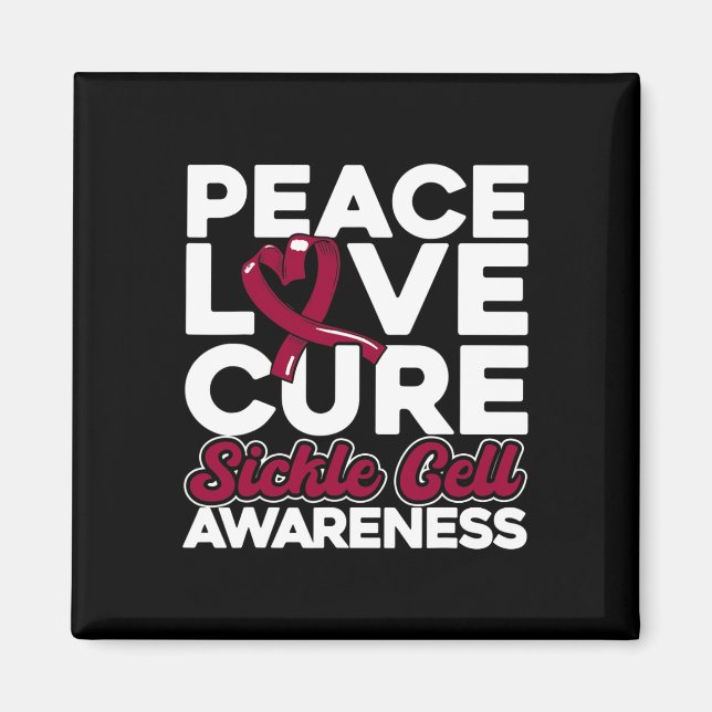 Medvetenhet om Peace Kärlek Cure Sickle Cell 1 Magnet (Framsidan)