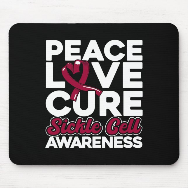 Medvetenhet om Peace Kärlek Cure Sickle Cell 1 Musmatta (Framsidan)