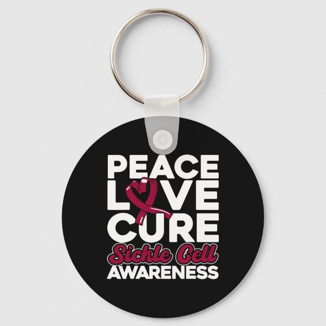 Medvetenhet om Peace Kärlek Cure Sickle Cell 1 Nyckelring (Framsida)
