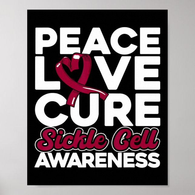 Medvetenhet om Peace Kärlek Cure Sickle Cell 1 Poster (Framsidan)