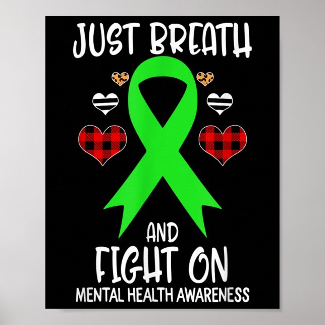 Medvetenhet om psykisk hälsa bara andedräkt och ka poster (Framsidan)