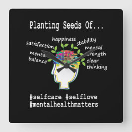 Medvetenhet om psykisk hälsa fyrkantig klocka