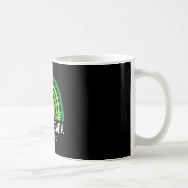 Medvetenhet om psykisk hälsa grön regnbåge hjärna kaffemugg (Höger)