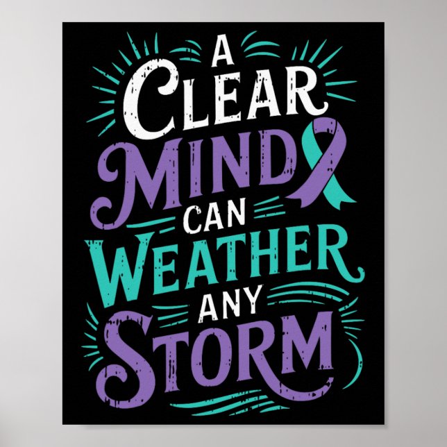 Medvetenhet om psykisk hälsa Ribbon Suicide Preven Poster (Framsidan)