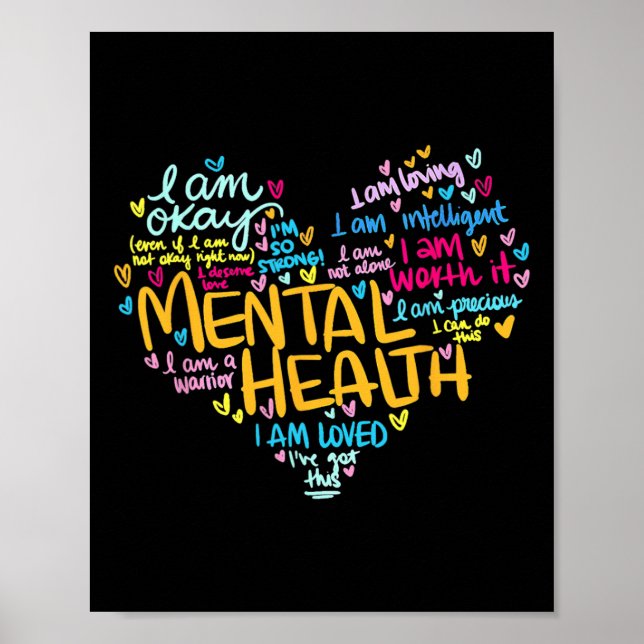 Medvetenhet om psykiska hälsoproblem Hearts Mor Da Poster (Framsidan)