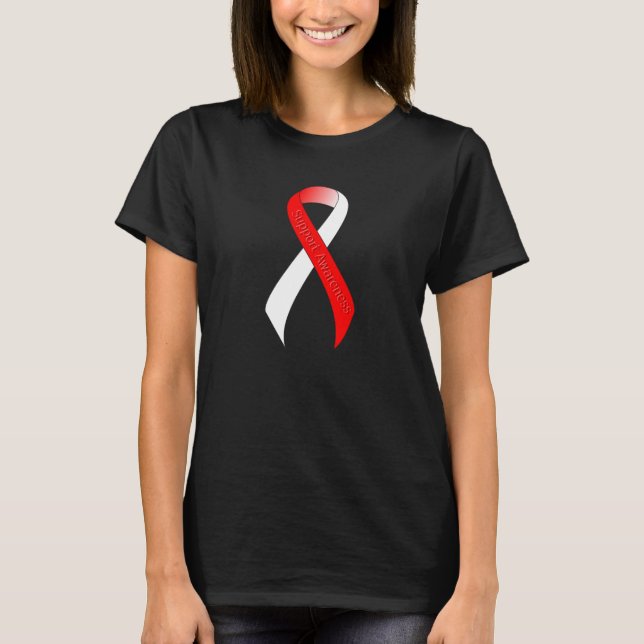 Medvetenhet om Red and White Ribbon Support Tröja (Framsida)