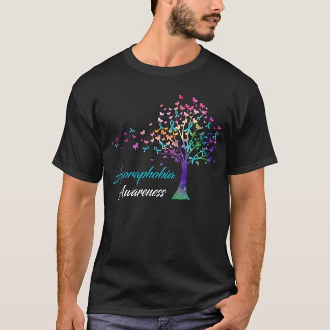 Medvetenhet om Ribbon Träd Agoraphobia T Shirt (Framsida)
