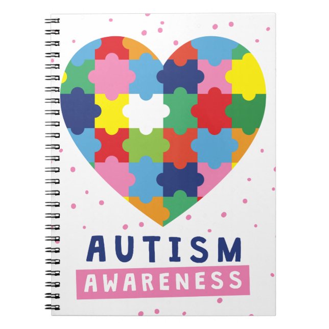 Medvetenhet om rosa autism anteckningsbok med spiral (Framsidan)