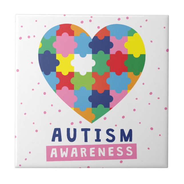 Medvetenhet om rosa autism kakelplatta (Framsidan)