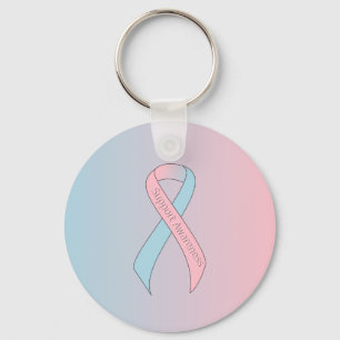 Medvetenhet om rosa- och ljusblå menyfliksstöd nyckelring