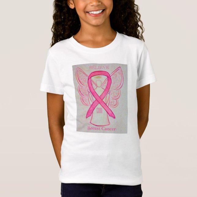 Medvetenhet om Rosa vid bröstcancer Ribbon Angel S Tee (Framsida)