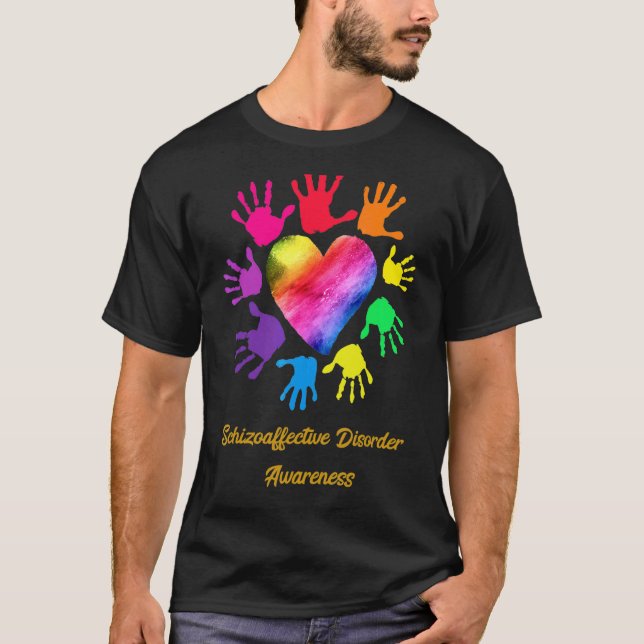Medvetenhet om Schizoaffeisch Disorder Händer T Shirt (Framsida)