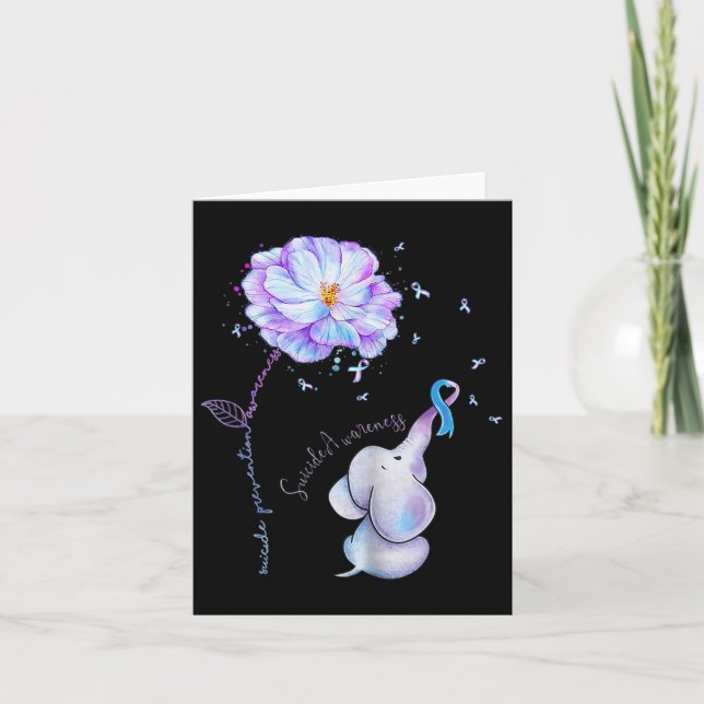 Medvetenhet om självmord, blommor Elephant Ribbo Kort (Framsida)