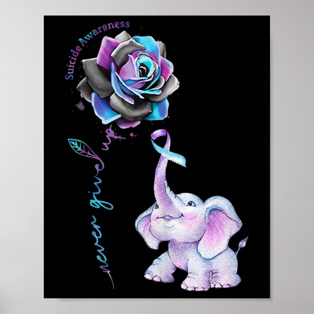 Medvetenhet om självmord, blommor Elephant Ribbo Poster (Framsidan)