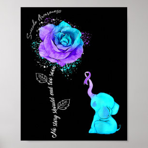 Medvetenhet om självmord, blommor Elephant Ribbo Poster