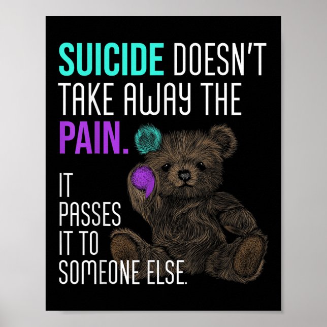 Medvetenhet om självmord Semikolon Mental hälsa Po Poster (Framsidan)