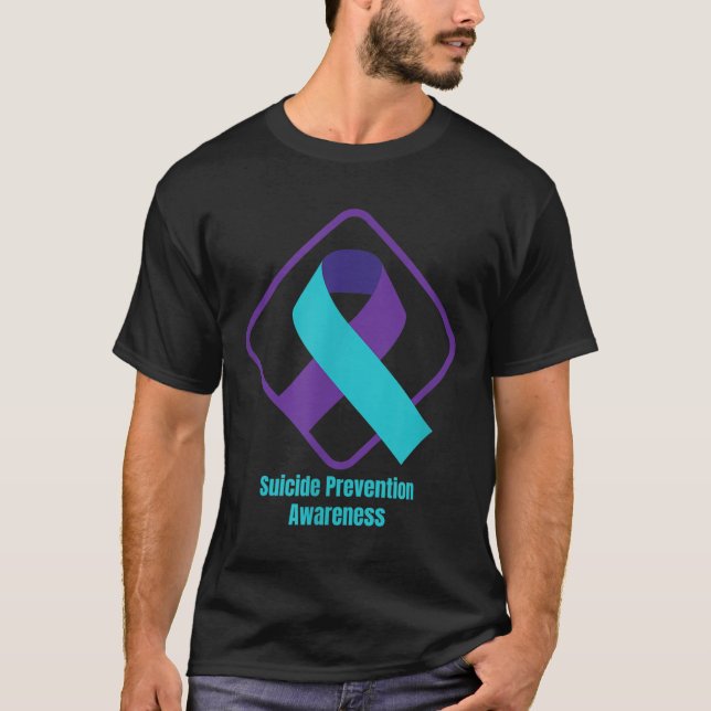 Medvetenhet om självmordsförebyggande - Med teal & T Shirt (Framsida)