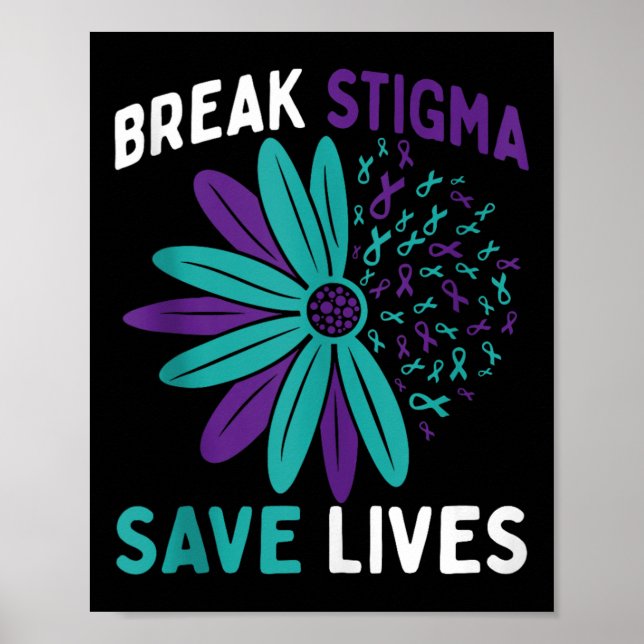 Medvetenhet om självmordsförebyggande turkos och l poster (Framsidan)
