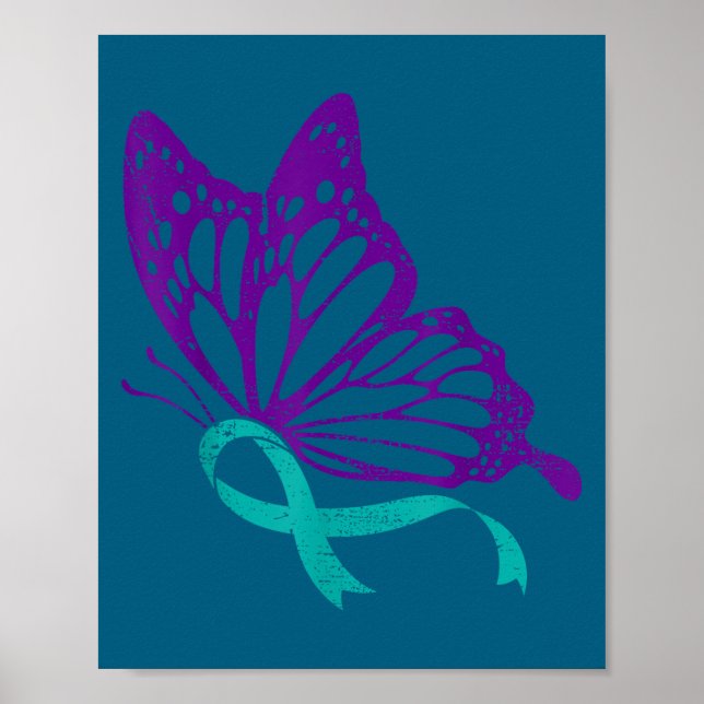 Medvetenhet om självmordsförebyggande turkos och l poster (Framsidan)