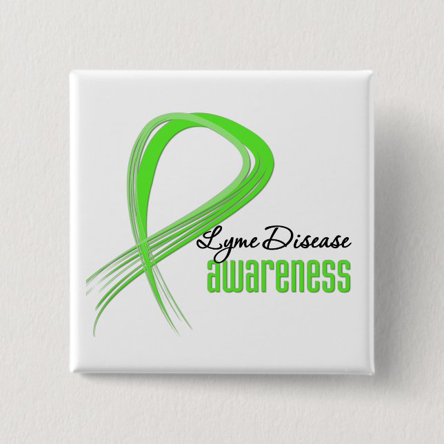 Medvetenhet om sjukdomen Grunge Ribbon Lyme Knapp (Framsida)