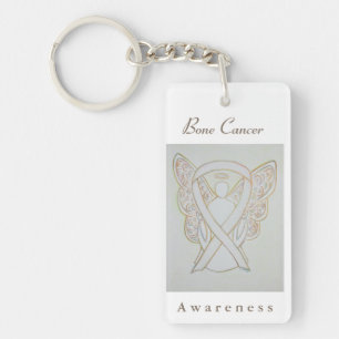 Medvetenhet om skelettcancer Vit ribbon Angel Keyc