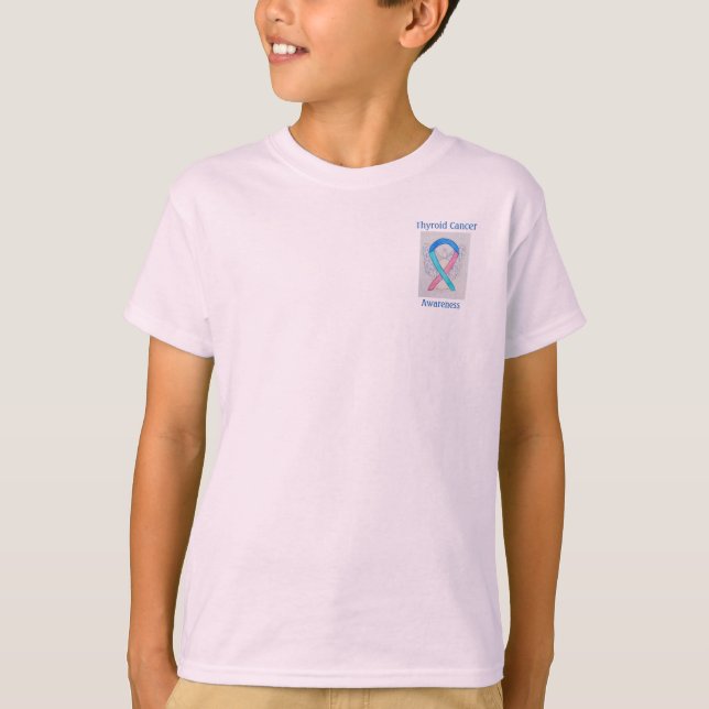 Medvetenhet om sköldkörtelcancer Ribbon Angel Anpa T Shirt (Framsida)