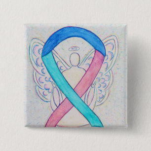 Medvetenhet om sköldkörtelcancer Ribbon Angel Butt Knapp