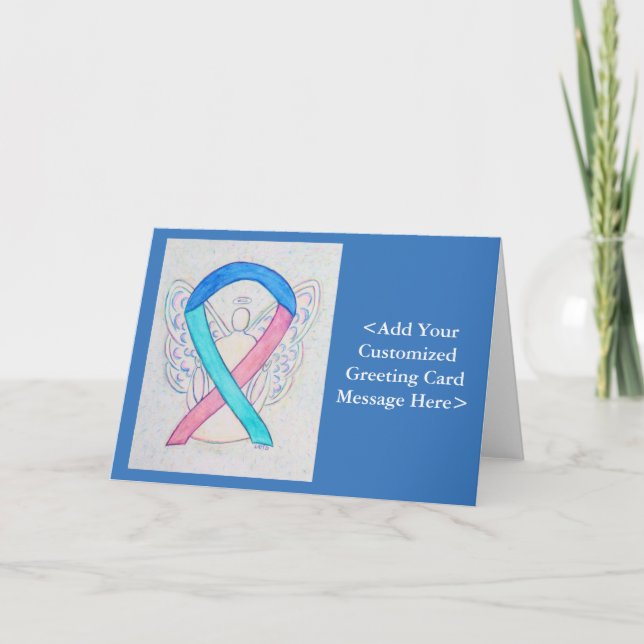 Medvetenhet om sköldkörtelcancer Ribbon Angel Card Helgkort (Framsida)
