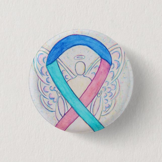 Medvetenhet om sköldkörtelcancer Ribbon Angel Pin  Knapp (Framsida)