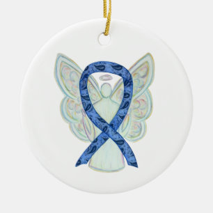 Medvetenhet om sköldkörtelsjukdom Ribbon Angel Orn Julgransprydnad Keramik
