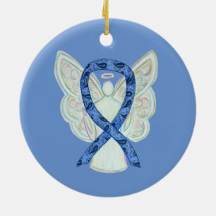 Medvetenhet om sköldkörtelsjukdom Ribbon Angel Orn Julgransprydnad Keramik
