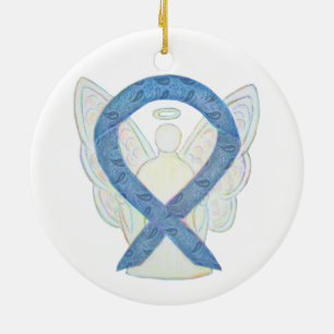 Medvetenhet om sköldkörtelsjukdom Ribbon Angel Orn Julgransprydnad Keramik