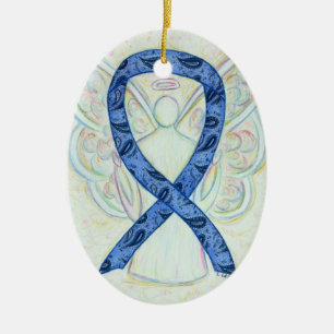 Medvetenhet om sköldkörtelsjukdom Ribbon Angel Orn Julgransprydnad Keramik