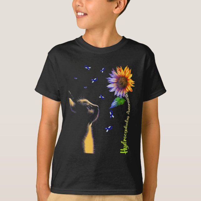 Medvetenhet om solrosblommor - Hydrocephalus T Shirt (Framsida)