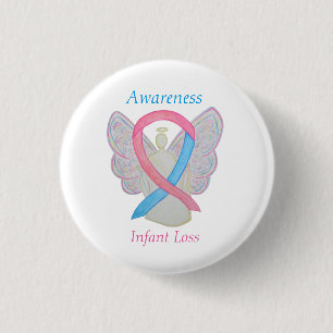 Medvetenhet om spädbarns förlust Ribbon Angel Anpa Knapp