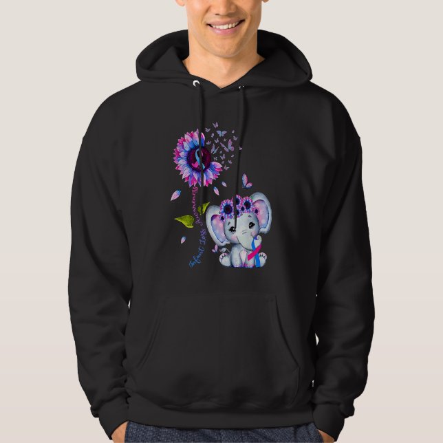 Medvetenhet om spädbarnsfödsel Rosa Och Blå Hippie Hoodie (Framsida)