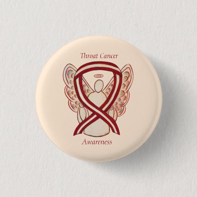 Medvetenhet om strupcancer band remsor ängel stift knapp (Framsida)