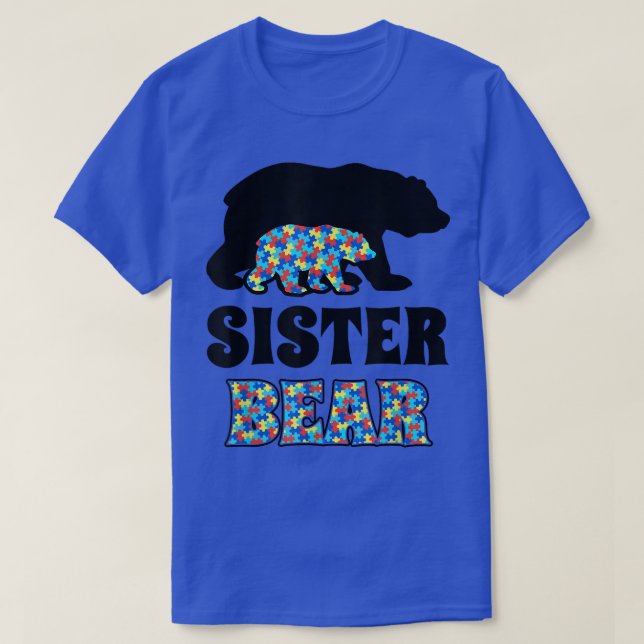 Medvetenhet om syster Bear Autism T Shirt (Design framsida)